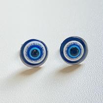 Brinco Olho Grego Brilhante em Aço Inox