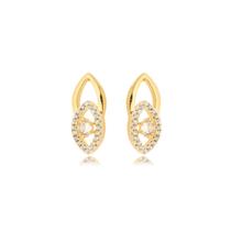 Brinco Olho Grego Cravejado Banhado a Ouro 18k
