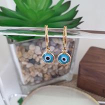 Brinco Olho Grego Semijóia Banhado a Ouro Tendência Moderno