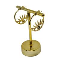 Brinco Olho Grego Semijoia Banhado Em Ouro 18k + Zirconias Brinco Olho Grego Semijoia Banhado Em Ouro 18k + Zirconias