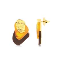 Brinco Orgânico Acrílico Folheado A Ouro Brinco Orgânico Acrílico Folheado A Ouro