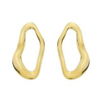 Brinco Orgânico Vazado Banhado a Ouro 18k