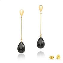 Brinco Ouro 18k 0,750 Com Gota Briolet Zircônia