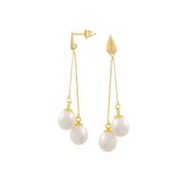 Brinco Ouro 18k 750 Corrente Pérola Natural Brinco Ouro 18k 750 Corrente Pérola Natural