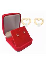 Brinco Ouro 18k 750 Infantil Coração Vazado Com Pérola Bebê