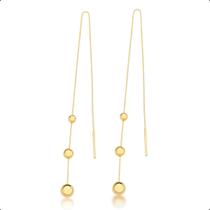 Brinco Ouro 18k 750 Passante Pendente com Bolas