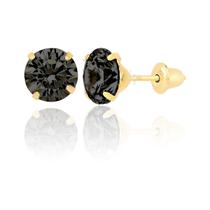 Brinco Ouro 18k 750 Pedra 6mm Solitário Antialérgico 2º Furo Preto