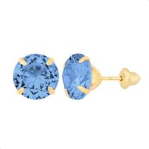 Brinco Ouro 18k 750 Pedra 7mm Solitário Antialérgico Adulto