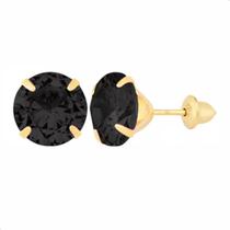 Brinco Ouro 18k 750 Pedra 7mm Solitário Antialérgico Adulto Brinco Ouro 18k 750 Pedra 7mm Solitário Antialérgico Adulto