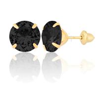 Brinco Ouro 18k 750 Pedra 7mm Solitário Antialérgico Preto