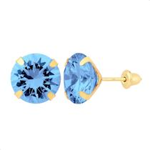 Brinco Ouro 18k 750 Pedra 8mm Solitário Antialérgico Adulto Cálice Brinco Ouro 18k 750 Pedra 8mm Solitário Antialérgico Adulto Cálice