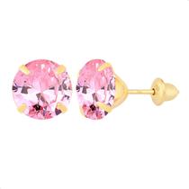 Brinco Ouro 18k 750 Pedra 8mm Solitário Antialérgico Adulto Cálice Brinco Ouro 18k 750 Pedra 8mm Solitário Antialérgico Adulto Cálice