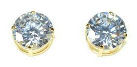 Brinco Ouro 18k 750 Ponto De Luz Com Zircônias 9mm Brinco Ouro 18k 750 Ponto De Luz Com Zircônias 9mm