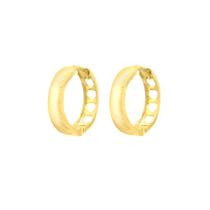 Brinco Ouro 18k Argola 12mm Com Trava Corações B382 Brinco Ouro 18k Argola 12mm Com Trava Corações B382