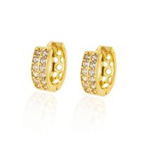 Brinco Ouro 18k Argola Argolinha Com Zircônias Círculos Vazados G5168 Brinco Ouro 18k Argola Argolinha Com Zircônias Círculos Vazados G5168