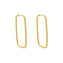 Brinco Ouro 18k Argola Argolinha Retangular M-4003