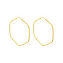 Brinco Ouro 18k Argola Argolinha Sextavada M-2004 Brinco Ouro 18k Argola Argolinha Sextavada M-2004