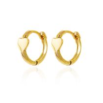 Brinco Ouro 18k Argola Argolinha Trava Coração Liso Espelhado G4363