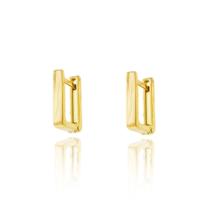 Brinco Ouro 18k Argola Argolinha Trava Quadrada Lisa Espelhada G5192