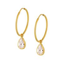 Brinco Ouro 18k Argola C/pingente Gota P M-1600 / PG-092 - INCO