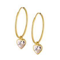 Brinco Ouro 18k Argola Com Pingente Coração M M-1601 / PG-086 - INCO