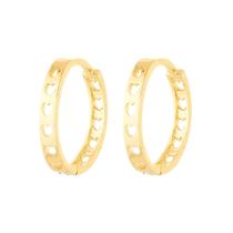 Brinco Ouro 18k Argola Com Trava Coração G4316