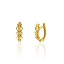 Brinco Ouro 18k Argola Decorada com Trava B555 Brinco Ouro 18k Argola Decorada com Trava B555