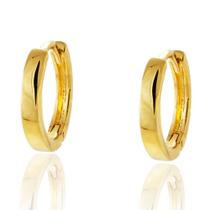 Brinco Ouro 18k Argola Trava Argolinha Espelhada Lisa Média BR6501