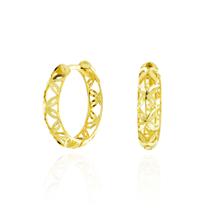 Brinco Ouro 18k Argola Vazada Detalhada Trava B660 Brinco Ouro 18k Argola Vazada Detalhada Trava B660