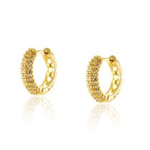 Brinco Ouro 18k Argola Vazada Zircônia Com Trava BR90498Z 750 Net Oz Brinco Ouro 18k Argola Vazada Zircônia Com Trava BR90498Z 750 Net Oz