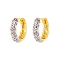 Brinco Ouro 18k Argola Zircônia Com Trava G2064 Brinco Ouro 18k Argola Zircônia Com Trava G2064