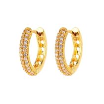 Brinco Ouro 18k Argola Zircônia Com Trava G3512 Brinco Ouro 18k Argola Zircônia Com Trava G3512