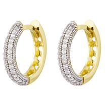 Brinco Ouro 18k Argola Zircônia Com Trava G3512R Brinco Ouro 18k Argola Zircônia Com Trava G3512R