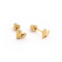 Brinco Ouro 18K Coração Diamantado Delicado 4,5mm Tarraxa Baby - Infantil e 2º Furo