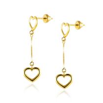Brinco Ouro 18k Coração Duplo Vazado com corrente Veneziana BL-550 750 NET OZ Brinco Ouro 18k Coração Duplo Vazado com corrente Veneziana BL-550 750 NET OZ