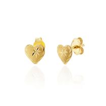 Brinco Ouro 18k Coração Fosco c/ Estrela 8 pontas BR0091
