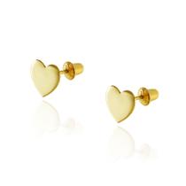 Brinco Ouro 18k Coração Laminado Espelhado BRLZ0001