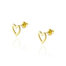 Brinco Ouro 18k Coração Vazado Borda Laminada BRLZ0006