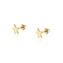 Brinco Ouro 18k Estrela Espelhada 1º ou Segundo Furo BL-568 750 NET OZ