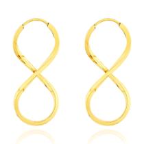 Brinco Ouro 18k Feminino Argola Infinito Brinco Ouro 18k Feminino Argola Infinito