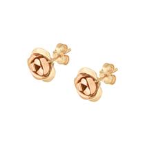 Brinco Ouro 18k Flor Rosa Palmeirão Rosé G1603