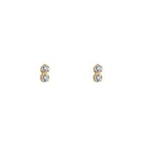 Brinco Ouro 18k Infantil com Duas Zircônias 5 mm
