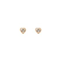 Brinco Ouro 18k Infantil Coração com Zircônia 3 mm