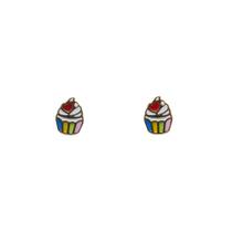 Brinco Ouro 18k Infantil Cupcake Colorido 8 mm Brinco Ouro 18k Infantil Cupcake Colorido 8 mm