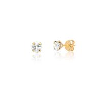 Brinco Ouro 18k Pedra Coração 4mm Masculino / Feminino Ab18