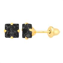 Brinco Ouro 18k Pedrinha 4mm Bebê Carrê 2º Furo 750 Vermelho