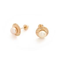 Brinco Ouro 18k Pérola Natural 4mm Espelhado Diâmetro 7mm