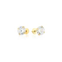 Brinco Ouro 18k Ponto de Luz 6 mm
