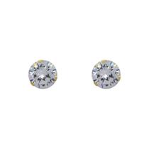Brinco Ouro 18k Ponto de Luz Grande Zircônia 8 mm