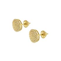 Brinco Ouro 18k Redondo Chuveiro Com Zircônias Brancas B815